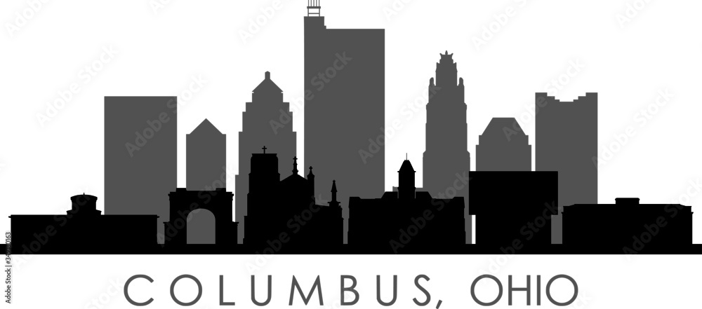 COLUMBUS OHIO City Skyline Silhouette Cityscape Vector