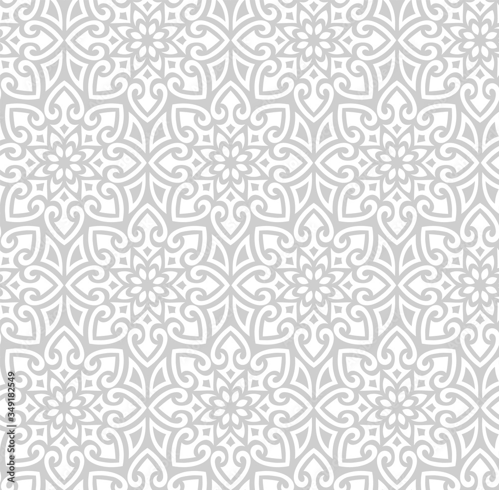Gray pattern in oriental style. Suitable for curtains, wallpaper, fabric, tile, wrapping paper.