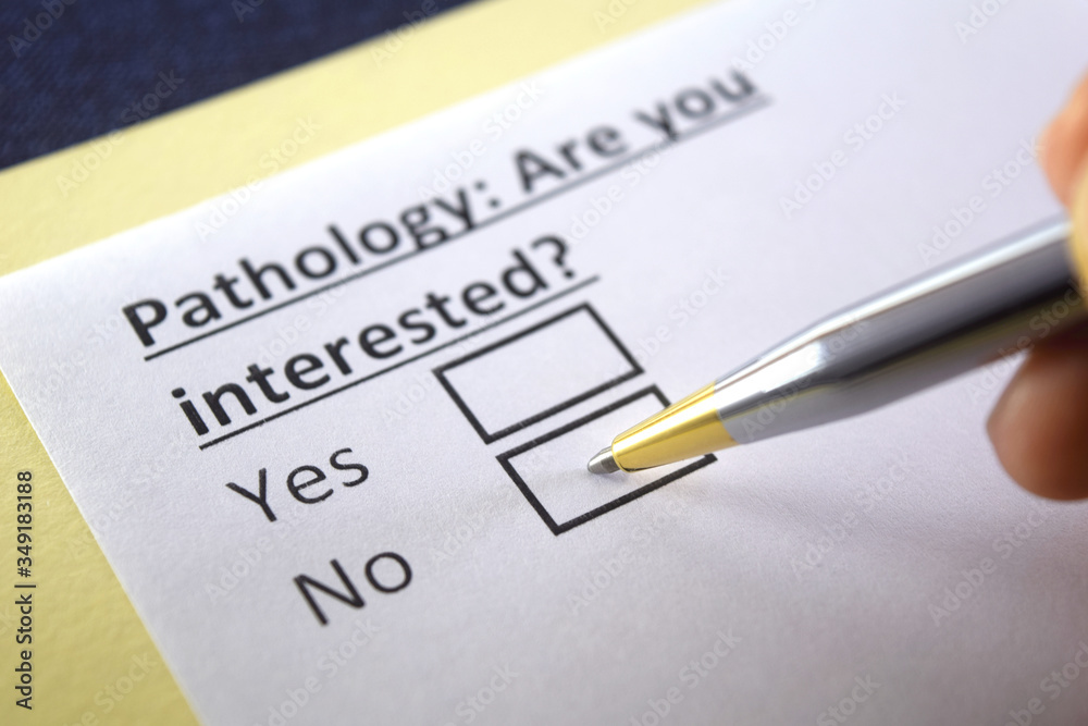 Fototapeta premium One person is answering question about pathology.