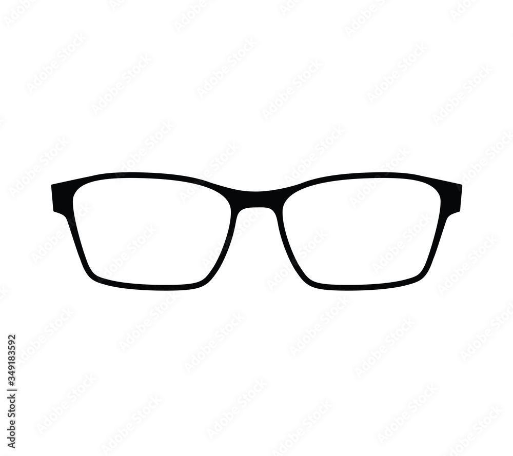 Eye glasses vector icon. Illustration flat style, silhouette isolated on white background. Eye glasses vector icon. Illustration flat style, silhouette isolated on white background.