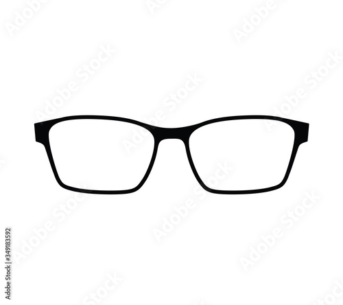 Eye glasses vector icon. Illustration flat style, silhouette isolated on white background.