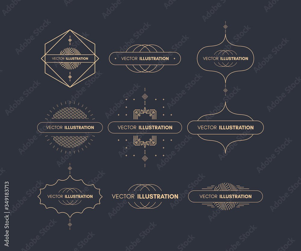 Fototapeta premium Decorative design element in retro style. Line art design for invitations, posters or presentation. Vector calligraphic template.