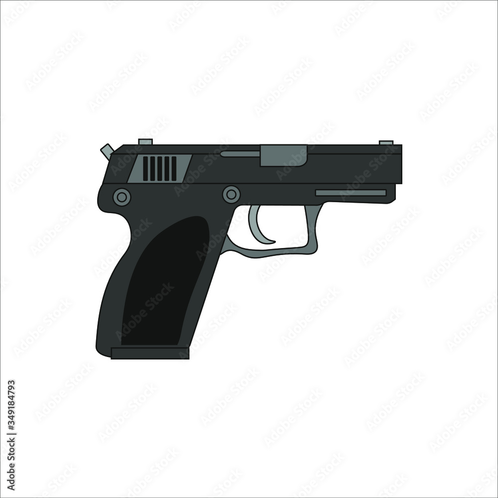 police pistol. Illustration for web and mobile design.
