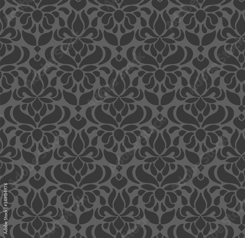 Seamless black pattern in baroque style. Suitable for covers, clothing, wallpaper, textiles, accessories, curtains, wrapping paper and tiles.