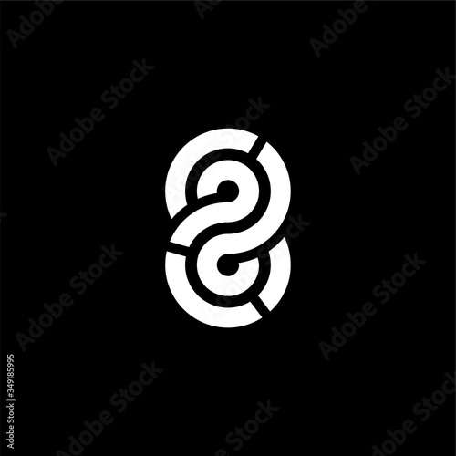 Vector Double Line Cuts Logo Number 8