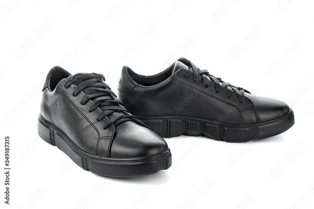 Black men shoes on white background  isolated