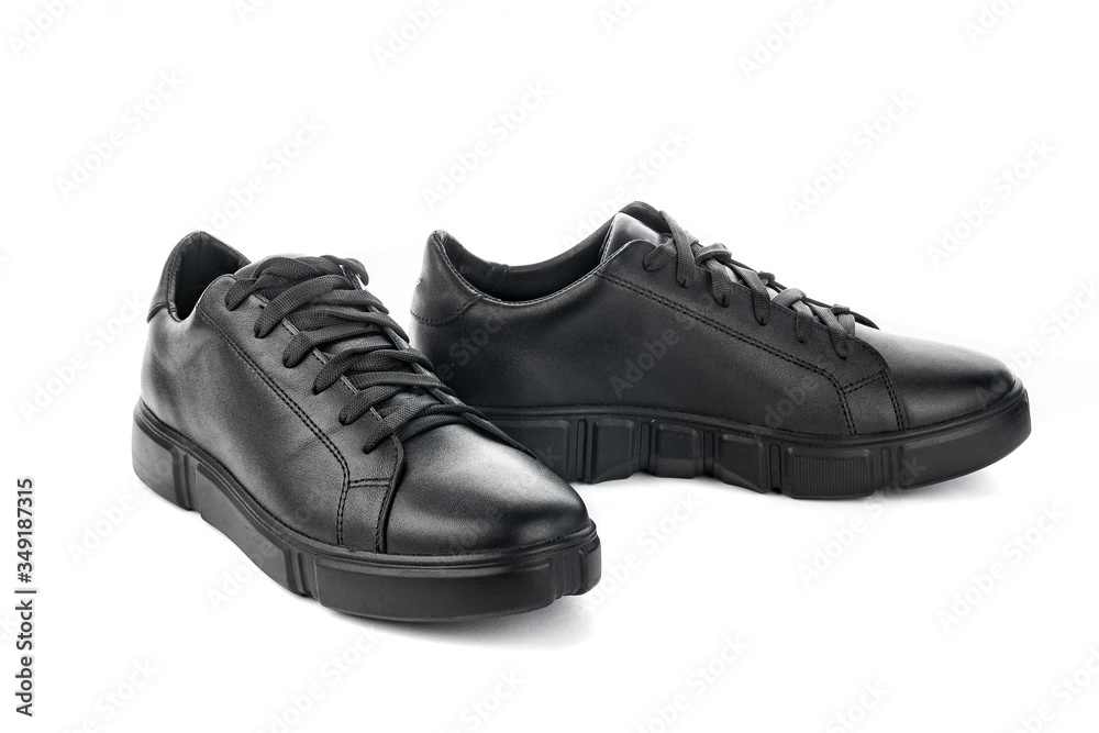 Black men shoes on white background isolated Black men shoes on white background isolated