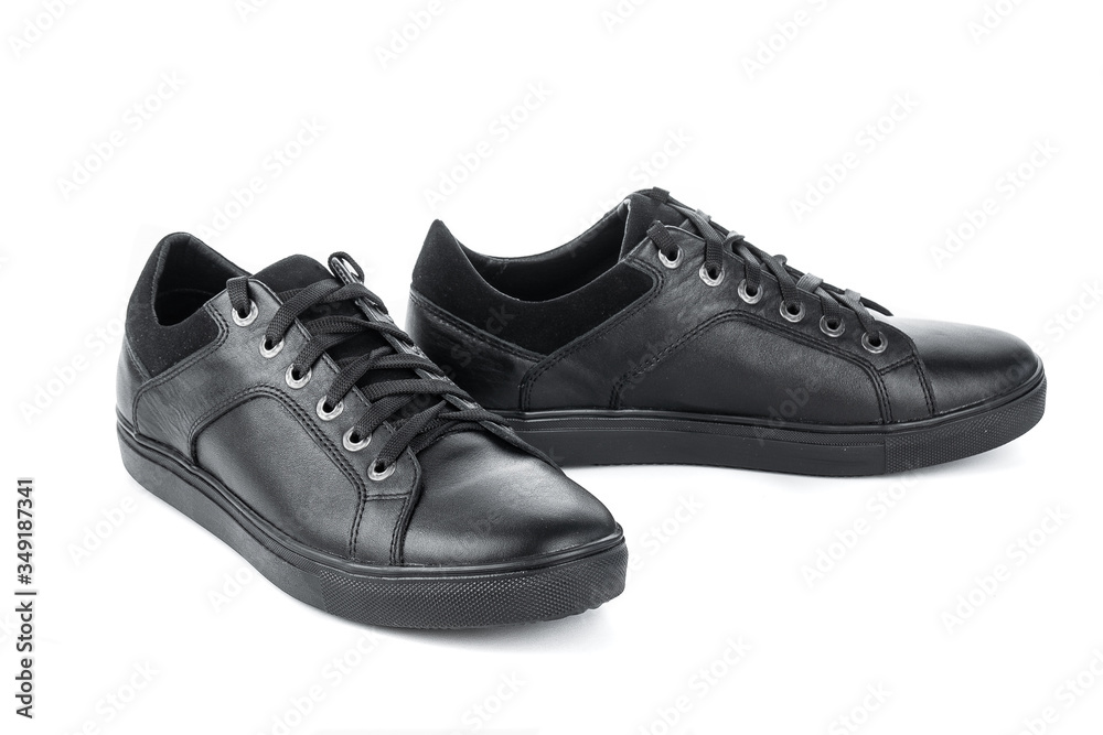 Black men shoes on white background  isolated