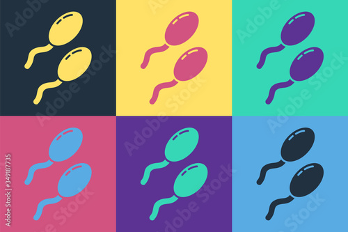 Pop art Sperm icon isolated on color background. Vector