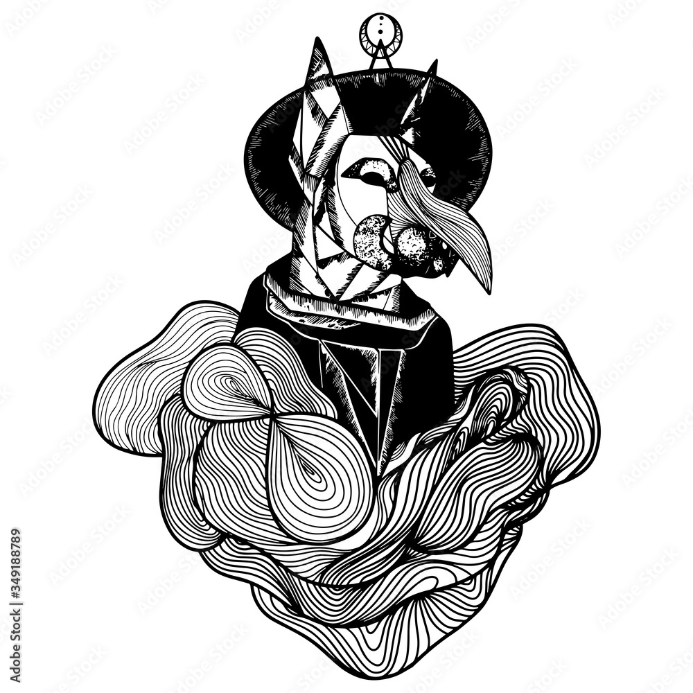Plague doctor tattoo template. Plague doctor tattoo vector illustration ...
