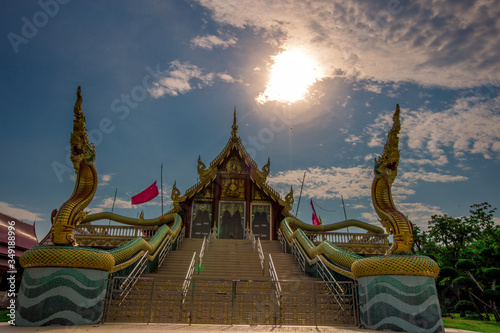 Background of Wat Pa Charoen Rat, Pathum Thani Province Dharma Practice Center 13, Buddhist people come to make merit, Khlong 11 (Sai Klang), Bueng Thonglang Subdistrict Lam Luk Ka District, Thailand © bangprik