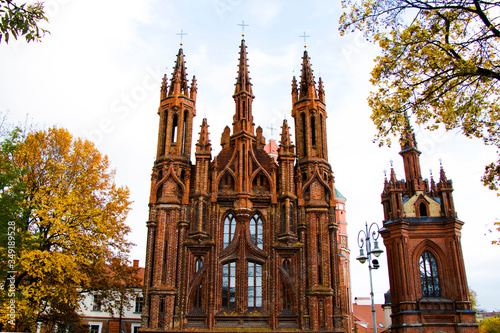 Church of St. Anne exterior in Vilnius,. Flamboyant Gothic style.