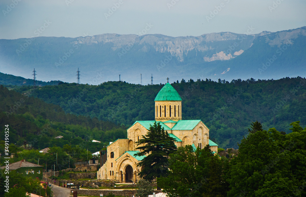 Gergeti church in Khutaisi, Georgia. landscape view.