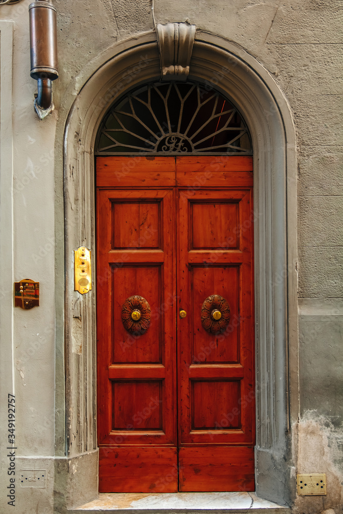 Old wooden doors. Exterior. European city Old wooden doors. Exterior. European city