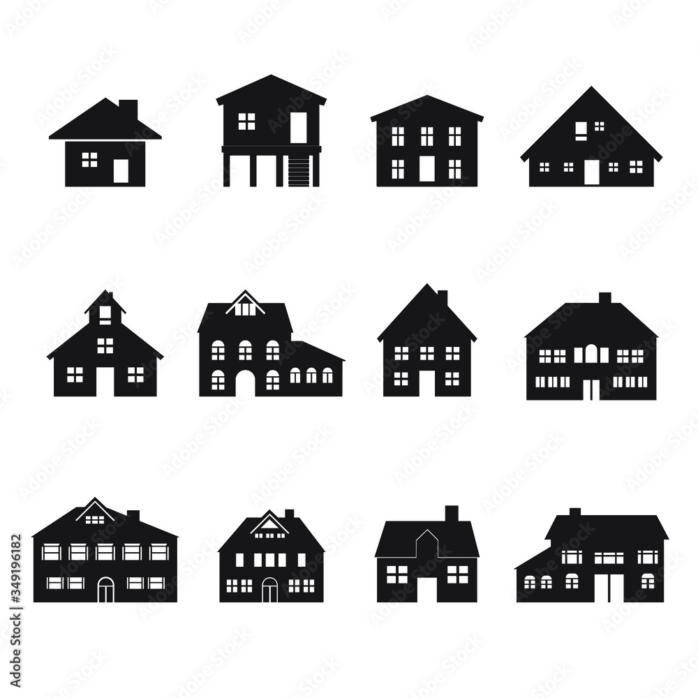 Set Of 12 House Icons