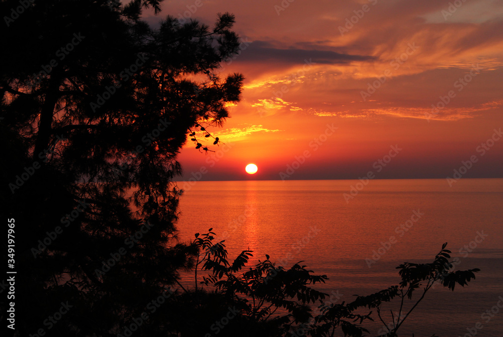 sunset in the black sea, colorful view