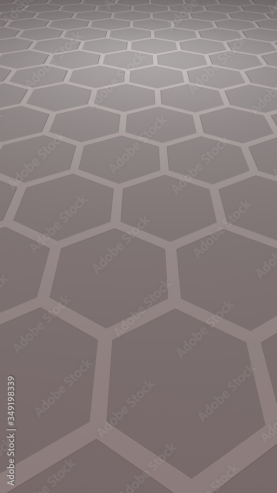 Honeycomb with color lighting, on a gray background. Perspective view on polygon look like honeycomb. Isometric geometry. 3D illustration Honeycomb with color lighting, on a gray background. Perspective view on polygon look like honeycomb. Isometric geometry. 3D illustration
