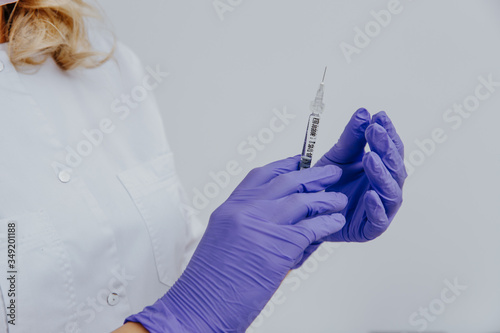 syringe, doctor, medicine, medical, nurse, injection, healthcare, hand, needle, woman, hospital, health, mask, care, vaccine, vaccination, glove, gloves, white, clinic, isolated, professional, laborat