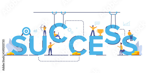 Success work as a team.Target hit.Business strategy. Successes in competitions.Achievements financial results.Vector illustration website banner. © dukesn