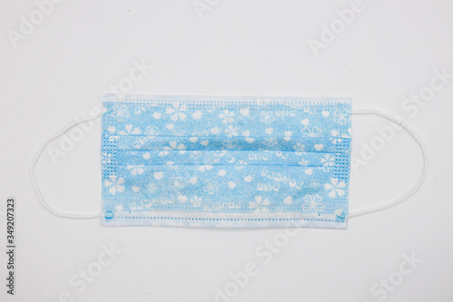 Typical 3-ply surgical mask to cover the mouth and nose