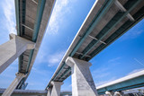 青空と高速道路の高架橋