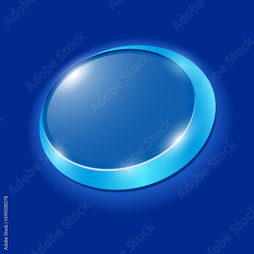 Glossy elliptical blue badge template with place for text. Basis for label. Design element. This template can use for cosmetics, household cleaning products, medical and antiseptic products. 
