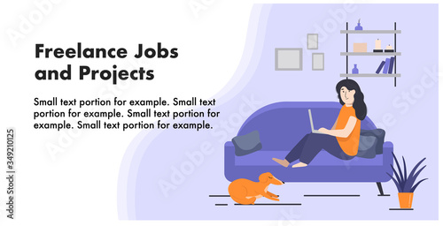 Illustration about work on freelance on a light background with place for headline and text.