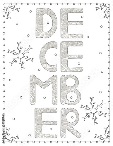 December. Coloring page.