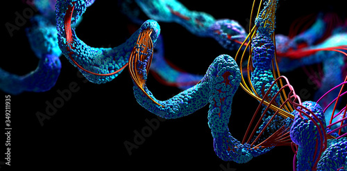 Chain of amino acid or bio molecules called protein - 3d illustration