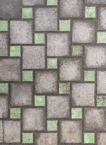 Pavement tile gray-green. view from above. texture