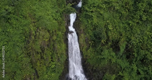 4K Aerial Footage of the Trafalgar Waterfalls in Dominica, Caribbean Islands photo