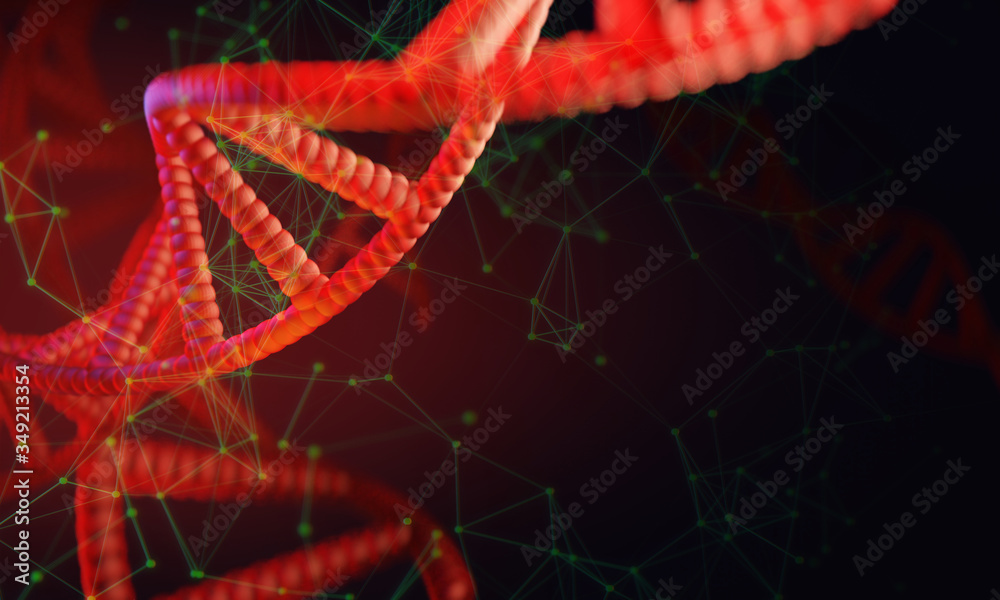 healthy medical research concept, science laboratory human genes genome of  dna blood double helix molecule structure, deoxyribonucleic acid, 3d rendering illustration