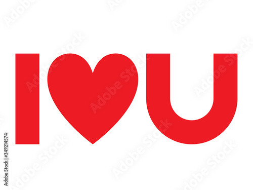 I LOVE YOU vector geometric typography banner with heart symbol