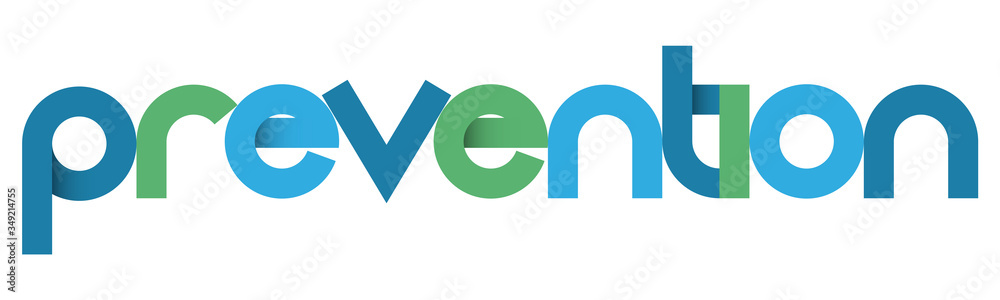 PREVENTION blue and green vector geometric typography banner PREVENTION blue and green vector geometric typography banner