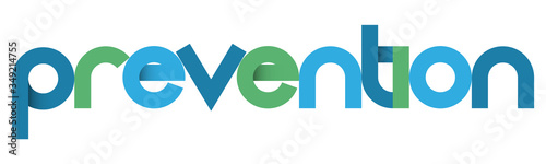 PREVENTION blue and green vector geometric typography banner