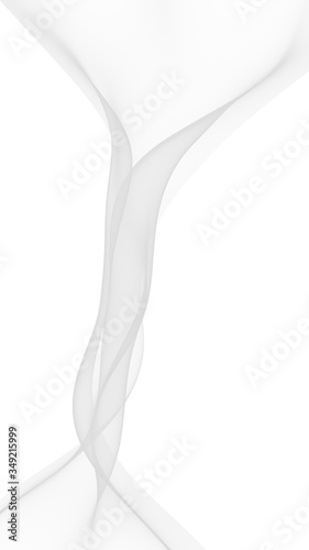 White abstract background. Fluttering white scarf. Waving on wind white fubric. 3D illustration