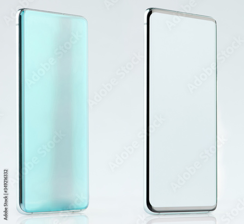 Side view of generic green smartphone