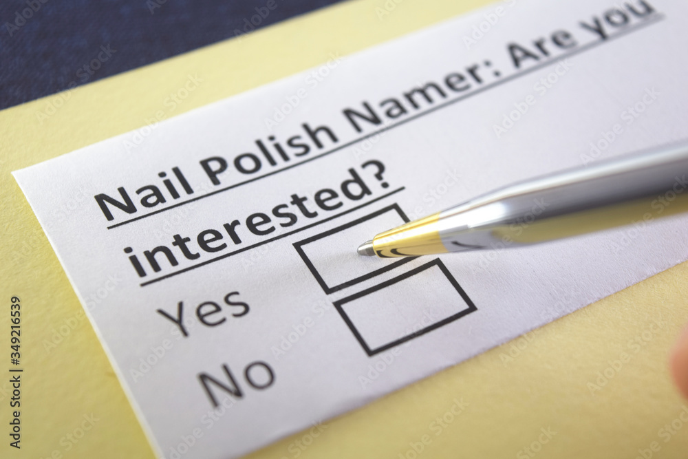 One person is answering question about nail polish namer. One person is answering question about nail polish namer.