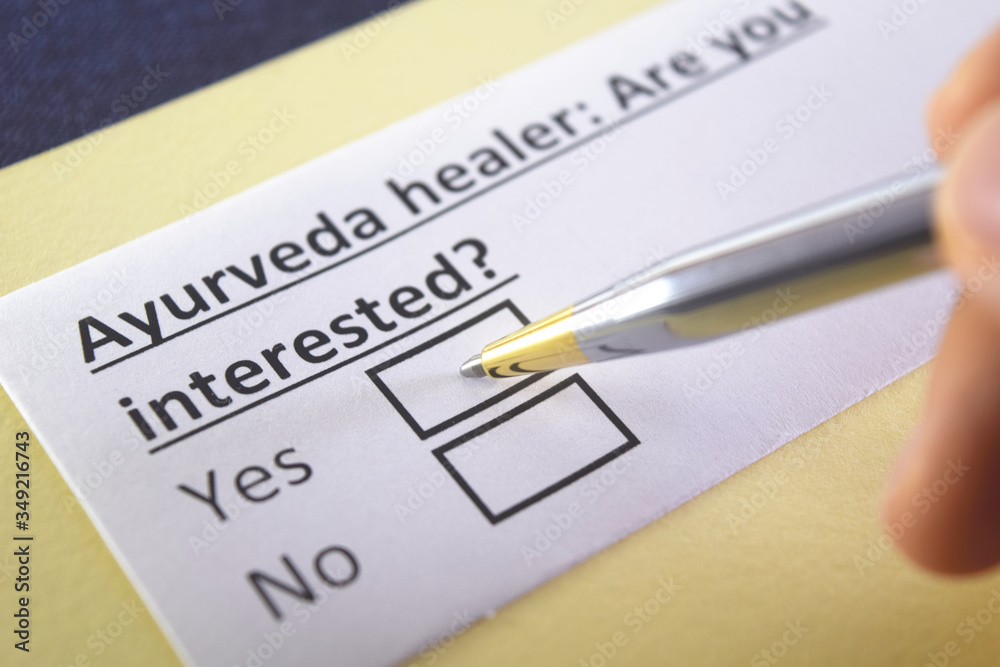 One person is answering question about ayurveda healer. One person is answering question about ayurveda healer.