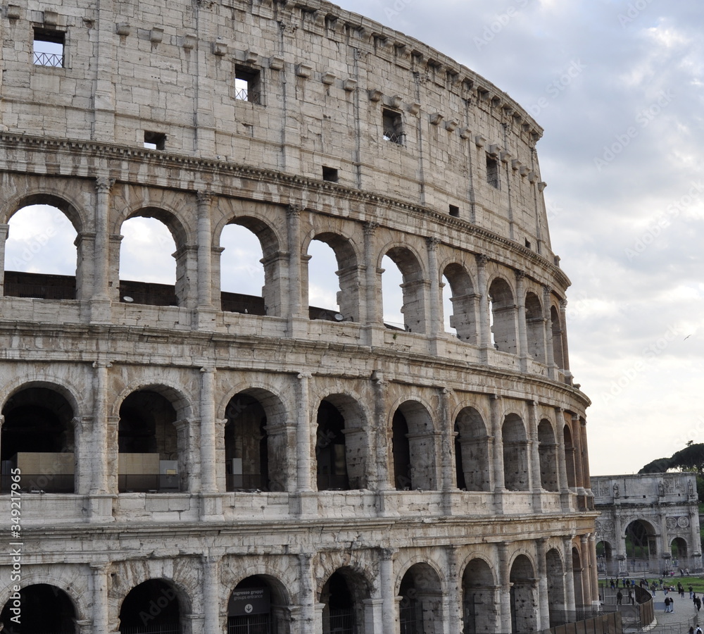 colosseum panorama in rome italy