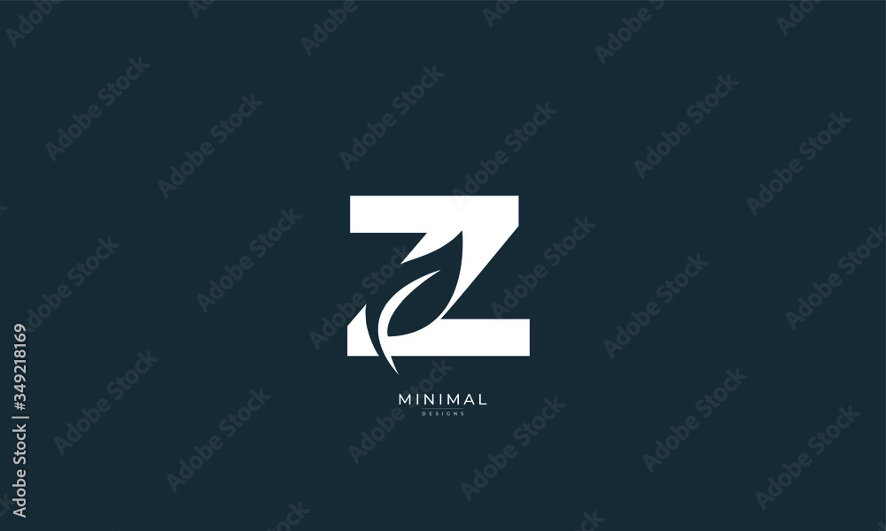 Alphabet letter monogram icon logo Z with a leaf - obrazy, fototapety, plakaty 