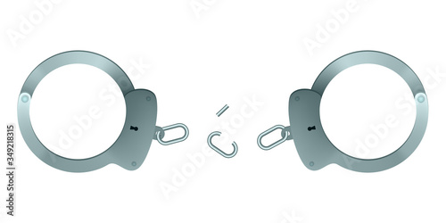 Broken handcuffs.