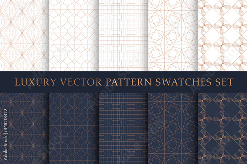 Luxury golden copper vector pattern swatches set