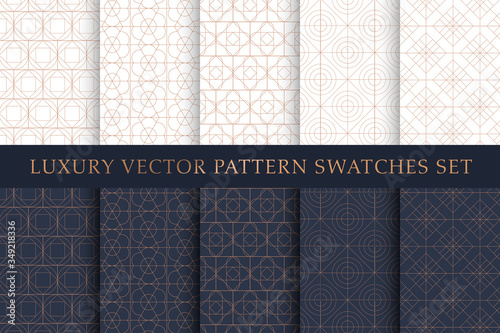 Luxury golden copper vector pattern swatches set