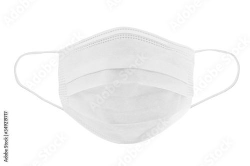 Protective face mask. Disposable earloop 3-layer face mask in white colour for protect against virus and bacteria. - image