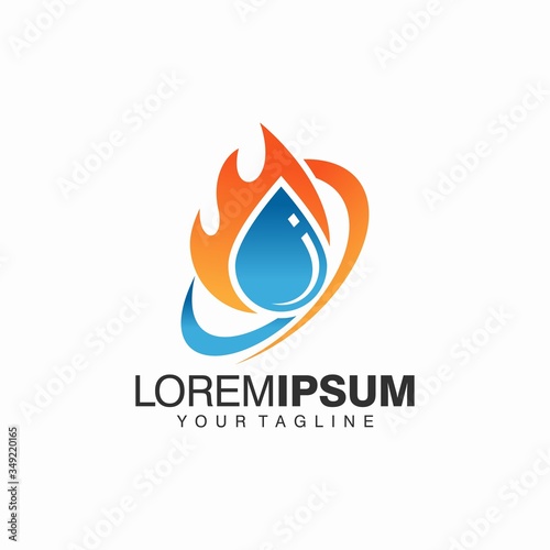 Fire and Water Logo Vector Template