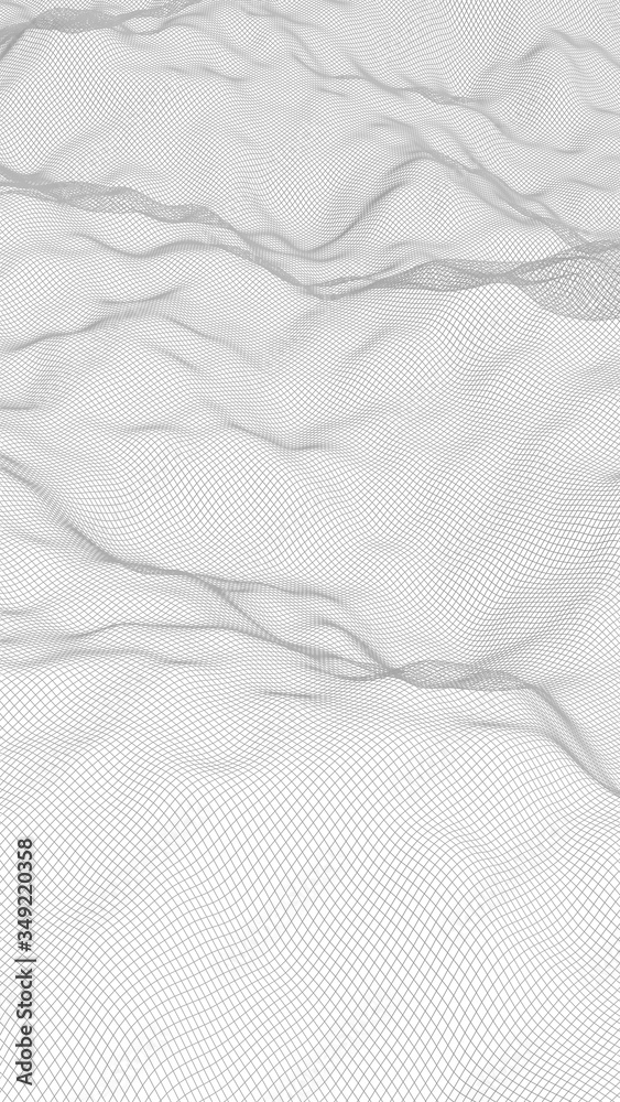 Abstract landscape on a white background. Cyberspace grid. hi tech network. 3d illustration Abstract landscape on a white background. Cyberspace grid. hi tech network. 3d illustration