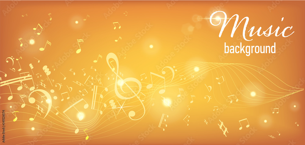 Vector Illustration of an Abstract Background with Music notes. Music concept