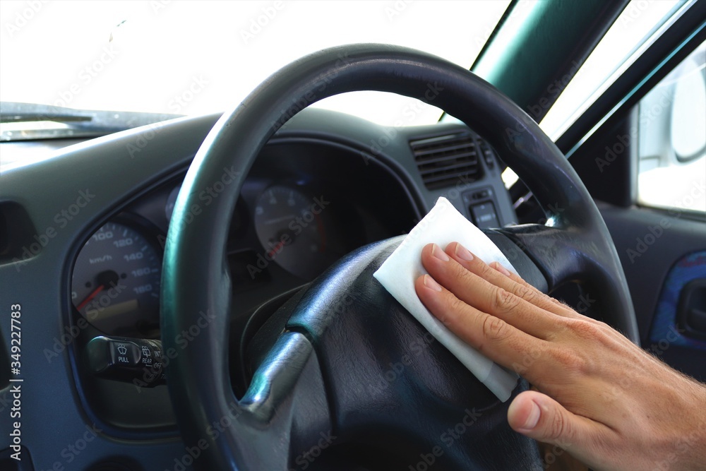 The steering wheel has four times the amount of germs found on an average toilet seat.For this reason, we suggest using disinfecting wipes to clean all the surfaces on the steering wheel