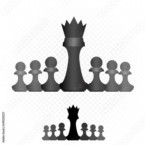 king stands in front of pawns illustration